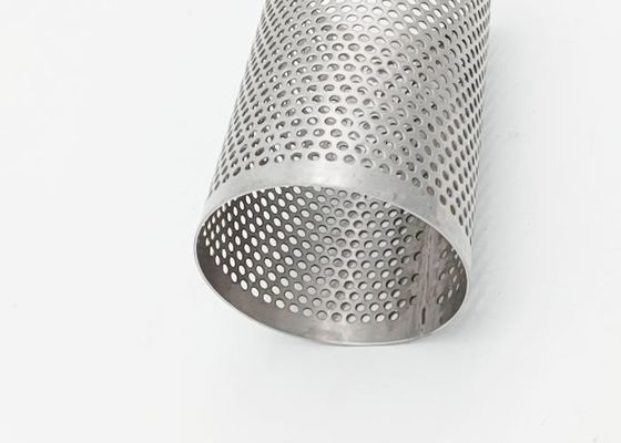 3mm Hole 304 SUS Perforated Metal Pipe , Water Filter Tube Welded